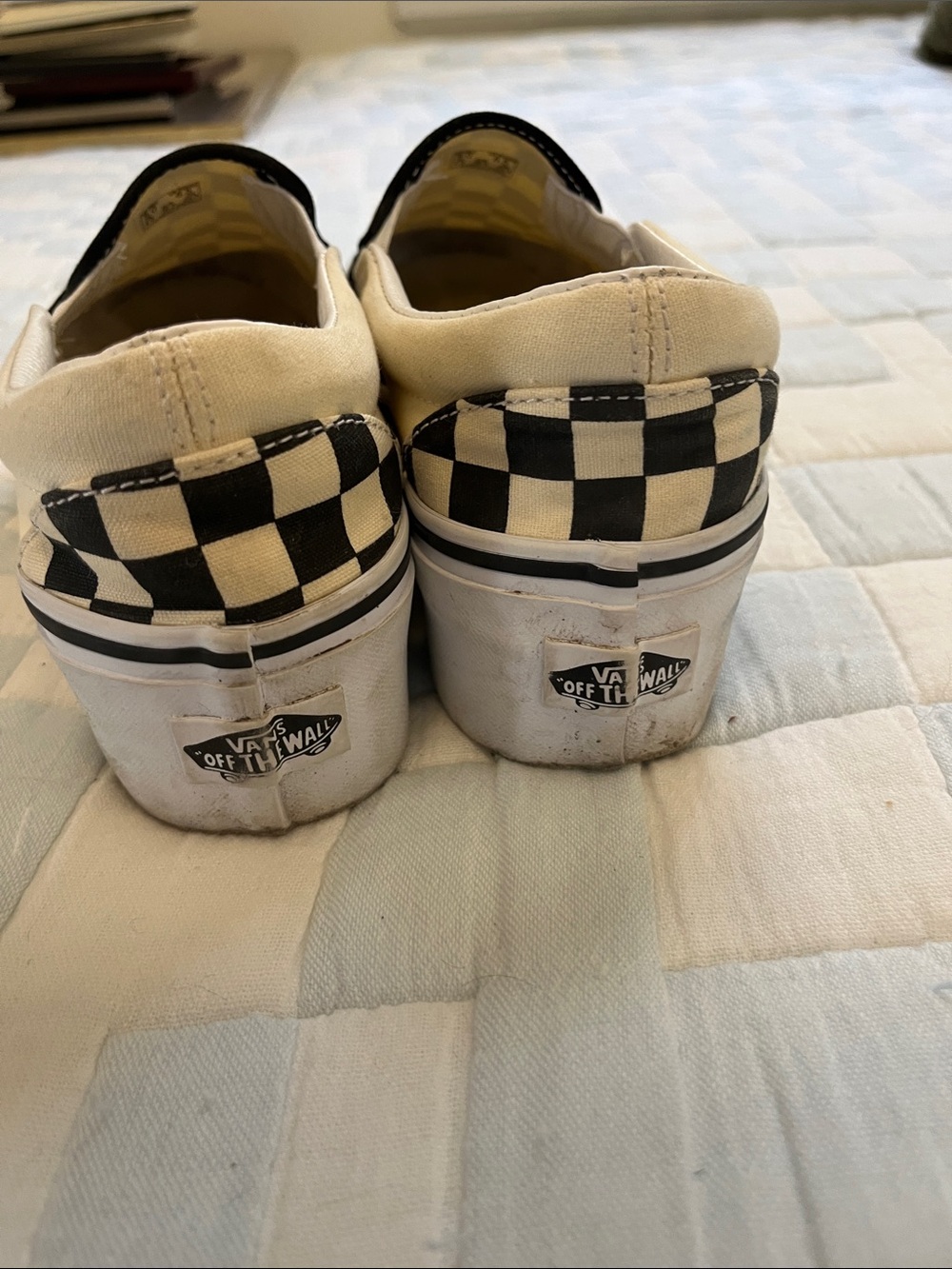 Vans Platform Checkerboard Slip-On Sneakers in Black & Cream - Picture 7 of 7